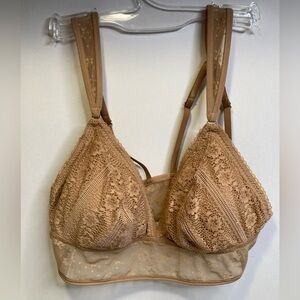 Aerie Brown Lace Bralette Large Removable Padding Boho Hippie Festival